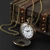 Vintage Charm Black Unisex Fashion Roman Number Quartz Steampunk Pocket Watch Women Man Necklace Pendant with Chain Gift
