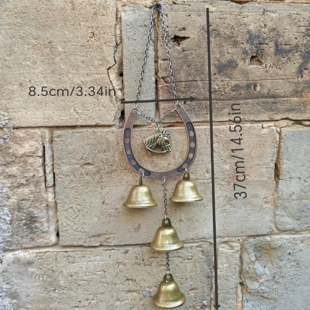 Креативные ретро колокольчики ветра в форме лошади, подвесное украшение для двора, благословляющий металлический кулон, задний двор