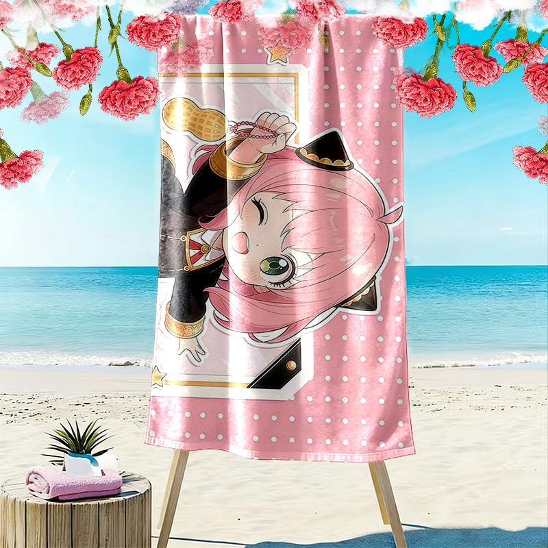 Spy Family Print Beach Towel, Large Soft Quick Dry Towel for Beach Camping Swimming