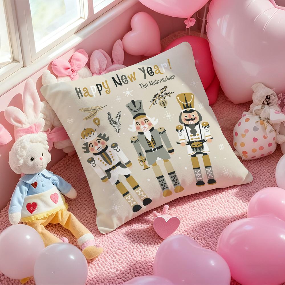Nordic Nutcracker Soldier Toy Cushion Cover Pattern Printed Pillowcase for Living Room Sofa Cushion Cover & Bedroom Decor