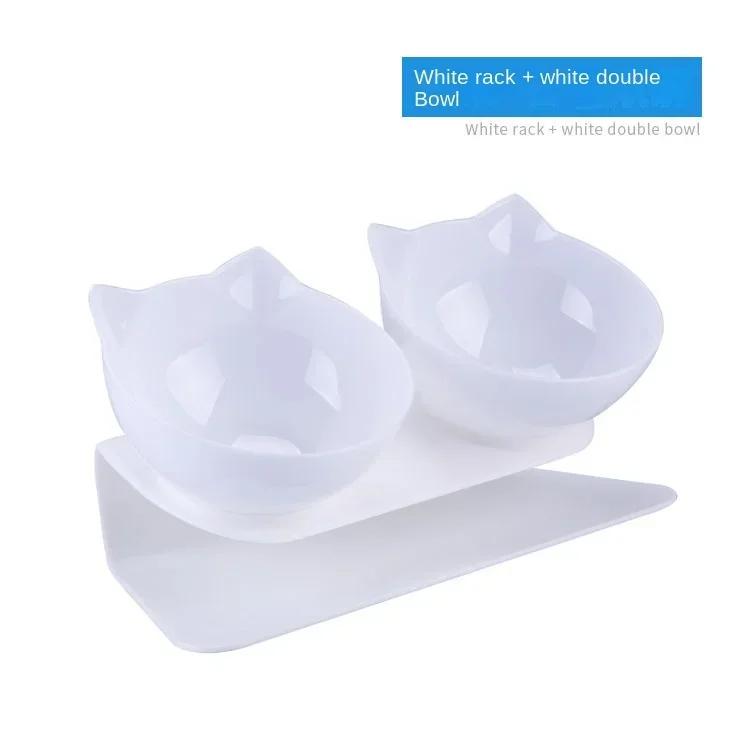 Миска для кошек, миска для собак с подставкой, двухслойная миска для кормления домашних животных, миска для воды для кошек, противоскользящая защита для шеи, кормушка, контейнер для корма для кошек, товары для животных