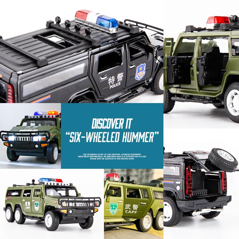 1:32 High Simulation Hummer Lengthen Polices Car Model Diecast Toy Vehicles Alloy Toy Car Kid Toys Christmas A201