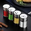 Stainless Steel Spice Jar with Rotating Cover Herbs Pepper Seasoning Can Barbecue Salt Bottle Container Kitchen Cooking Gadgets