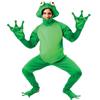 Men Halloween Frog Costume, Open Face Jumpsuit with Webbed Hands & Boot Covers (Green)