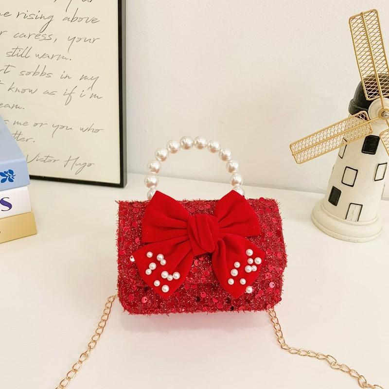 Милая детская новогодняя сумка Стильная жемчужная модная сумка-кроссбоди на цепочке для девочек-малышек