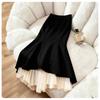 Modern Cotton Blend Womens Long Skirt With Wave Hem And Ruffle Details For Spring Fashion