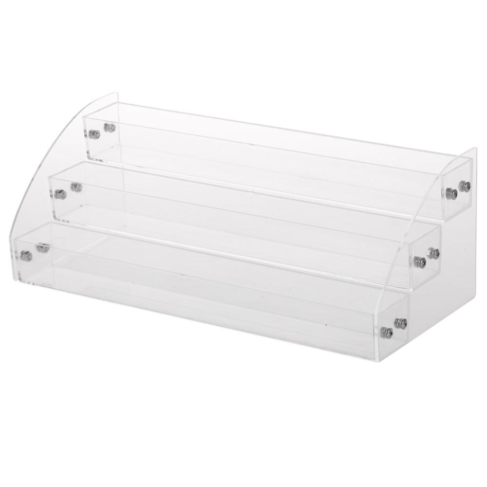 Trapezoid Design Acrylic Nail Polish Rack 3-Tier Skincare Organizer For Countertop Display