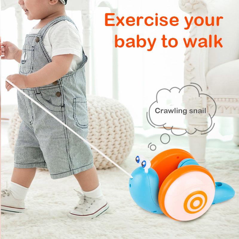 Игрушка для ползания улитки с вытяжной линией для детей ясельного возраста, мультяшные животные, детские игрушки для прогулок с легкой музыкой, игрушки для ползания улитки