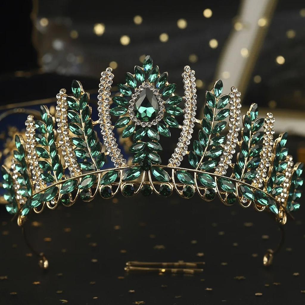 DIEZI Luxury Vintage 3 Colors Crystal Tiara Crown For Women Girls Party Queen Rhinestone Crown Christmas Hair Dress Accessories