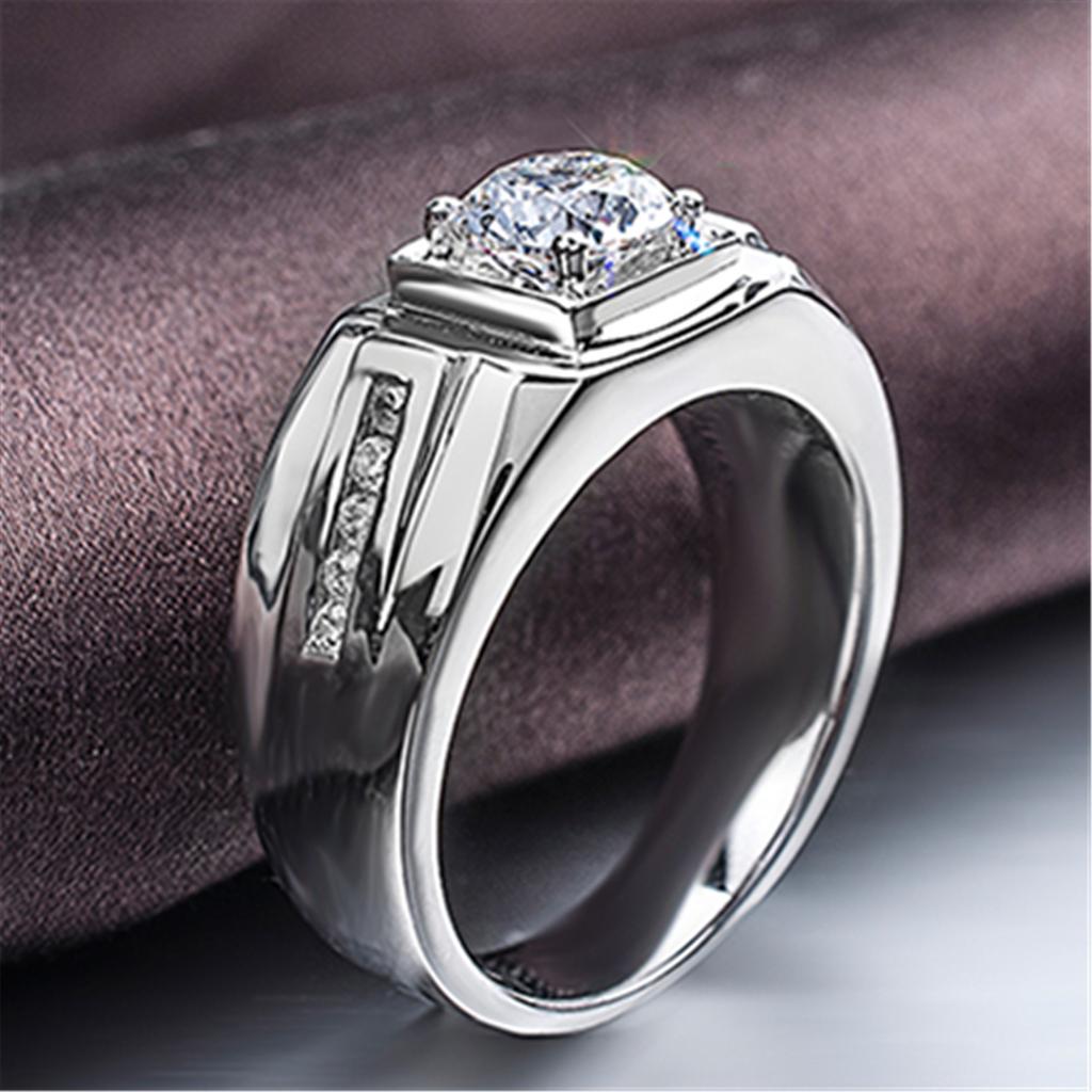 Ring New Men's Ring Men's Domineering Fashion Diamond Ring Simulation Diamond Ring Men's Platinum Plated Moissanite Ring