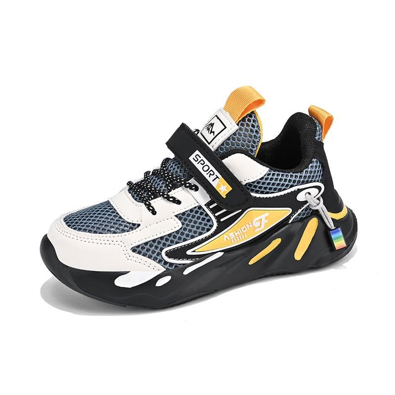 Kids Lightweight Running Shoes Boys Girls Non-Slip Soft Sole Waterproof PU Upper Mesh Lining School Outdoor Sport Sneakers