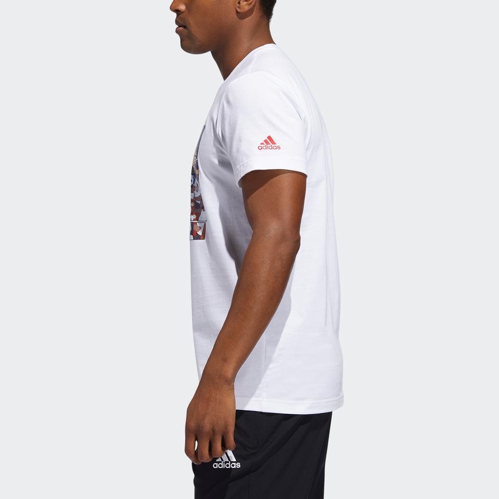 Adidas Chengdu Cartoon Print Basketball Sports Tee Men Tops White GE1062