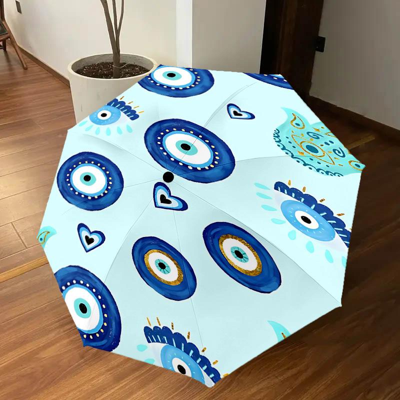 1PC evil eye hamsa Umbrella-8-Rib Reinforced, Automatic Open, Lightweight & Durable, Fashion Accessory for Outdoor, J0328