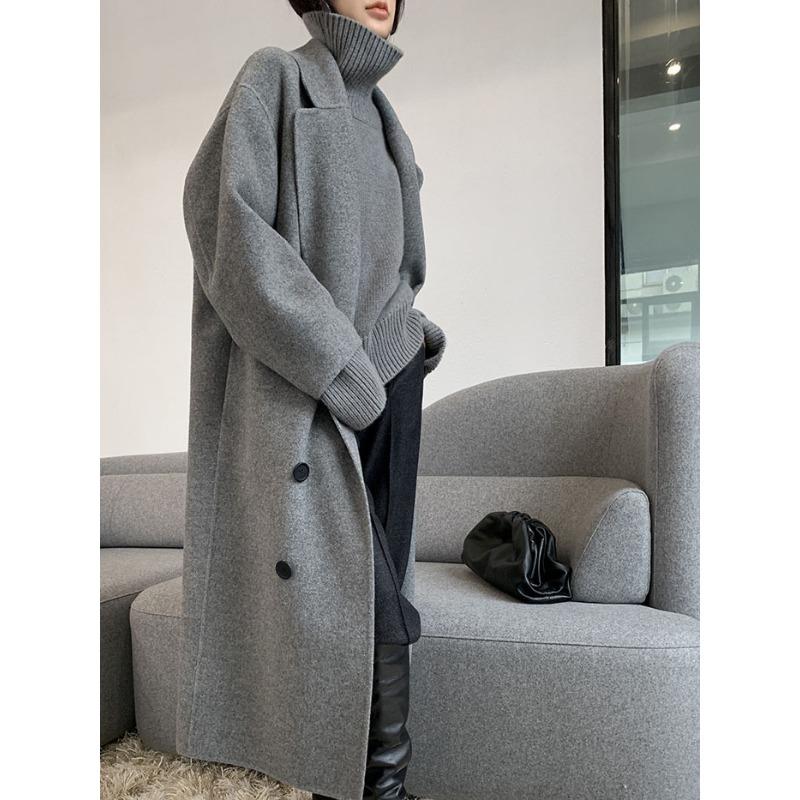 Women S Autumn Winter High Neck Pullover Sweater Loose Fit Casual Lazy Style Solid Color Knit Top