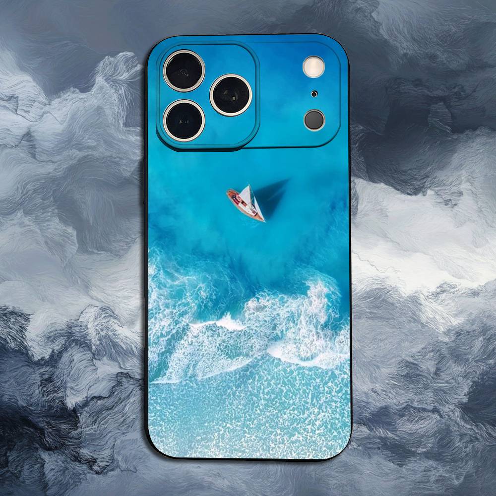 Парусник Для iPhone 12,16,11,14,15,17,13,X,Mini,SE,XS,Plus,Pro Max,8,7,XR,Мягкий силиконовый черный чехол