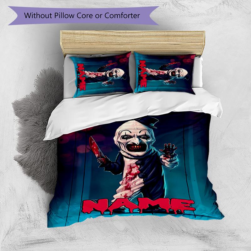 3pcs Custom Name Terrifier Bedding Set Duvet Cover Closure Includes 1 Duvet Cover & 2 Pillowcases for All Seasons Bedroom Decor