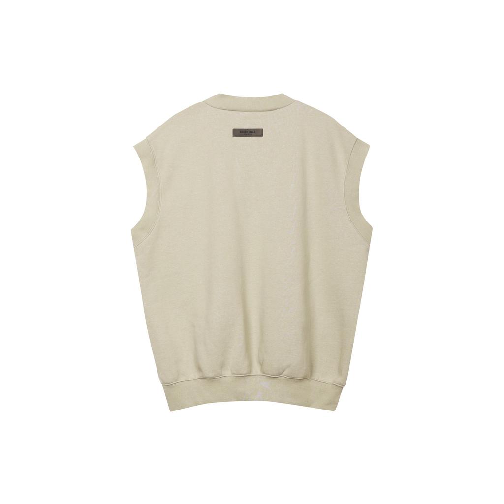 Fear of God Essentials Жилет с V-образным вырезом в рубчик Осень-Зима 2022 с флисовым логотипом Унисекс Жилет Дымчато-серый FOG-FW22-666