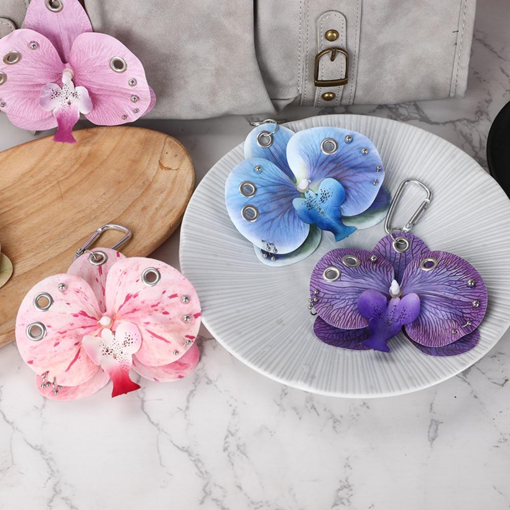 Backpack Decoration Orchid Lily Keychain Colorful Backpack Hangings Decor Flower Bag Pendant