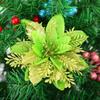 Gold Powder Rattan Wreath with Artificial Flowers for Christmas Decorations