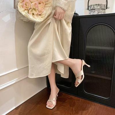 Женские летние новые модные темпераментные ретро босоножки-стилетто с квадратным носком на французском высоком каблуке