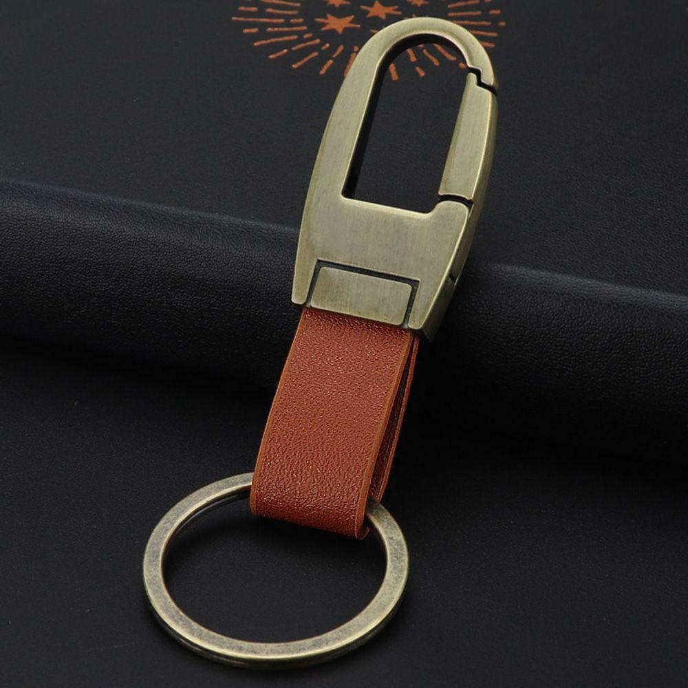 Luxury Leather Fashion Simple Car Key Chain Key Holder Men's Waist Buckle Metal Keychain Keyring