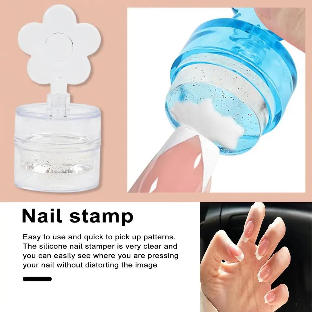 1 Set Nail Stamp Tool & Nail Scraper Transparent Silicone Manicure Stamp DIY Nail Art Tools Nail Salon Template Seal Stamp