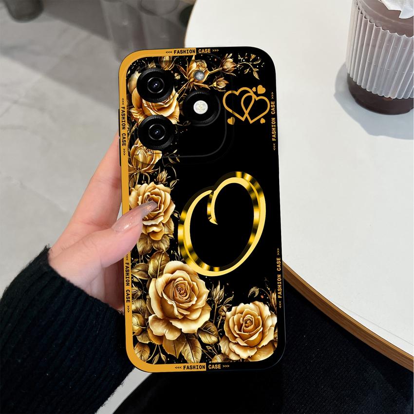 Чехол для телефона с начальными буквами A-Z для Tecno Spark 20 30 40 Pro Plus 20C 30C 40C Go 2024 2025 Бампер Матовый силиконовый Нескользящий Чехол для корпуса Tecno