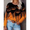 Women's Long Sleeve T-shirts Halloween Theme Black Cat Graphic Streetswear Polyester Tops Casual Pullover Women's Clothing