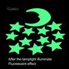 Fashionable 12Pcs Stars Moon Glow In Dark Fluorescent Decal Wall Stickers Home Decoration