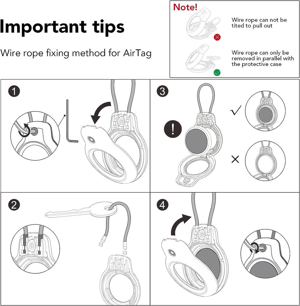 Waterproof Cover For Apple AirTag Keychain Holder With Steel Cable Anti-Lost Tracker Accessory For Pets Collar Luggage Backpack