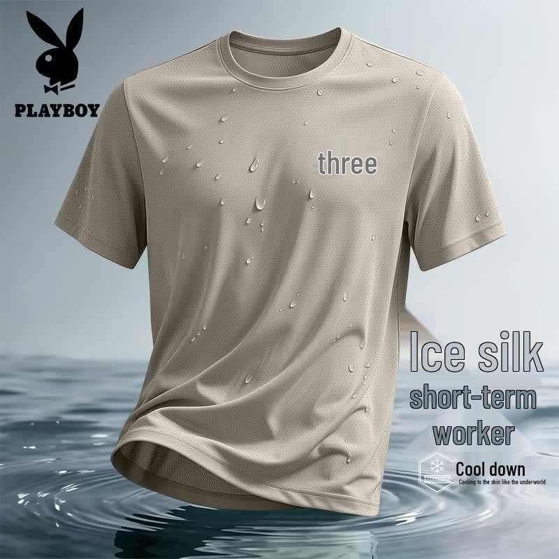 PLAYBOY Мужская сетчатая футболка из ледяного шелка с быстрым высыханием