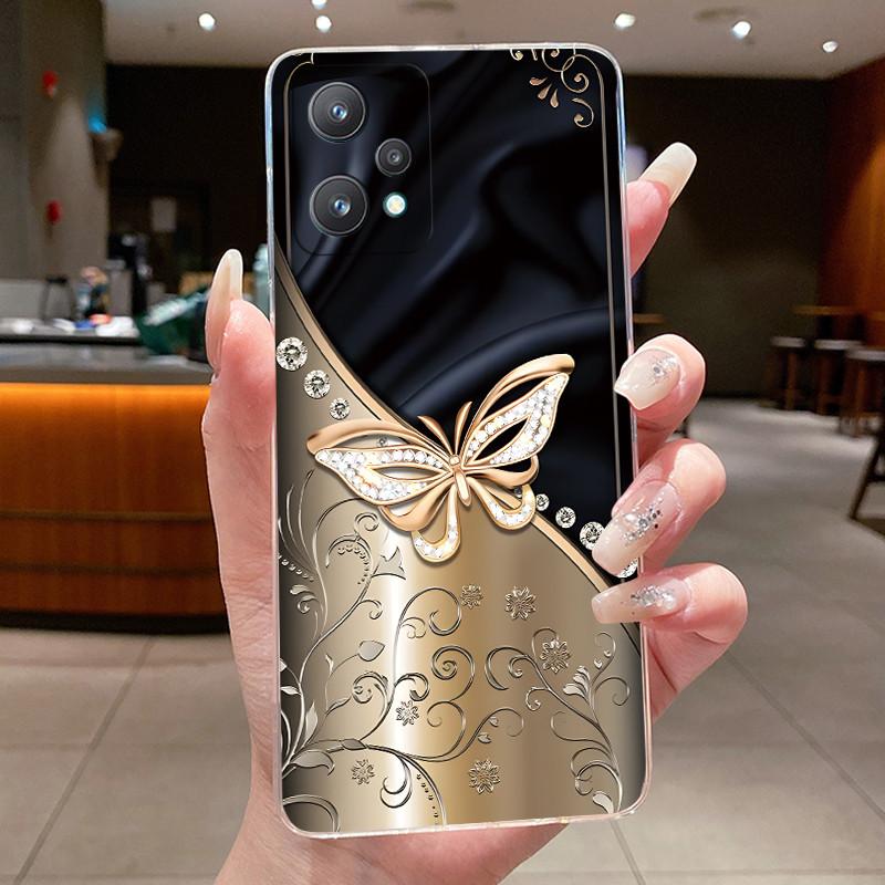 Для Realme 9 Pro Plus 5G Чехол Realme 9 4G Чехлы для телефона Realme Narzo 50 Pro Чехол Цветок Бабочка Мягкий Силикон ТПУ Чехол Funda