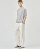 THE-ABON Pin Pattern Stretch Wide Elastic Waist Pants Ivory