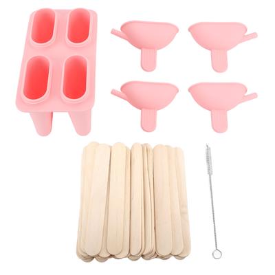 Форма для мороженого силиконовая практичная портативная самодельная машина для приготовления мороженого с 50 палочками для домашнего хозяйства розового цвета