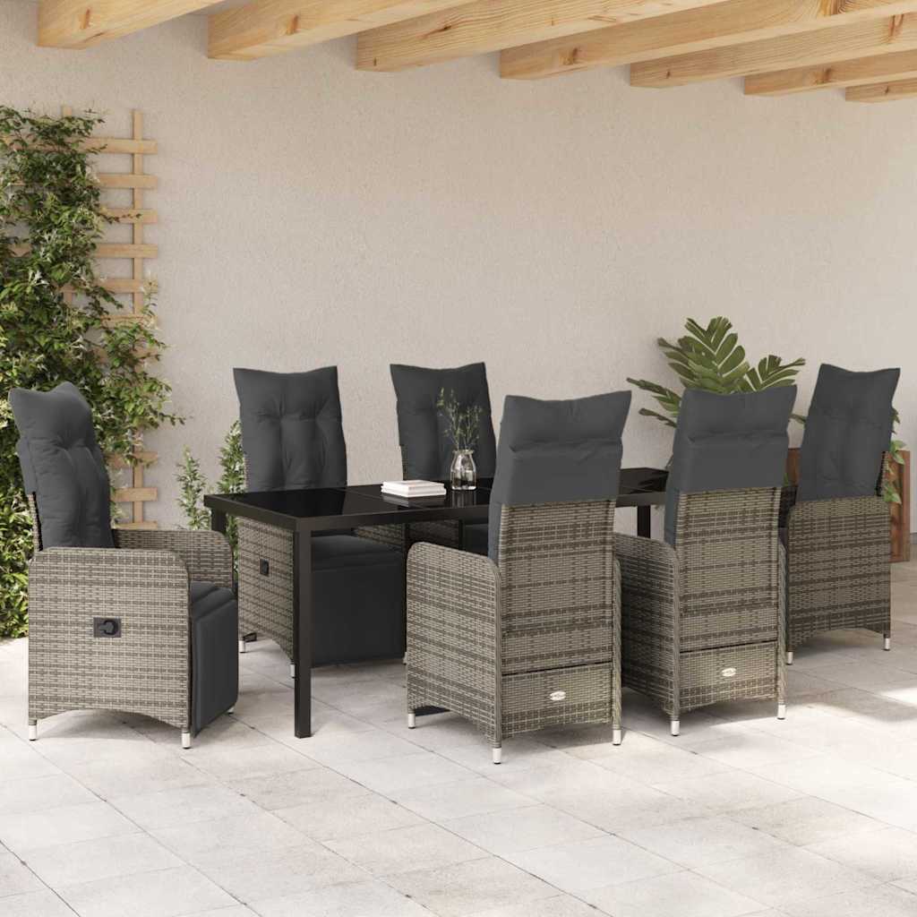 Garden Dining Set 7 pcs Beige Poly Rattan