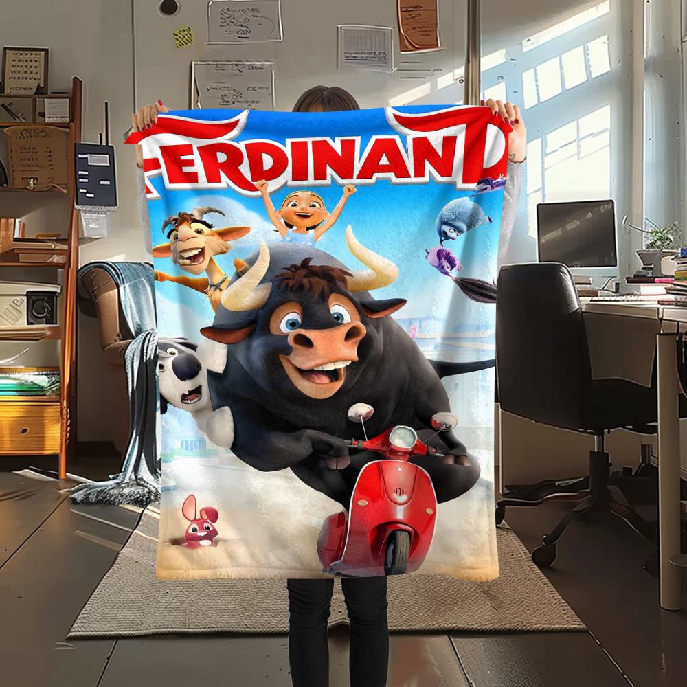 1PC Ferdinand Print Flannel Blanket, High quality All Seasons, Home Decor, Warmth and Comfort, Perfect for Christmas Gifts