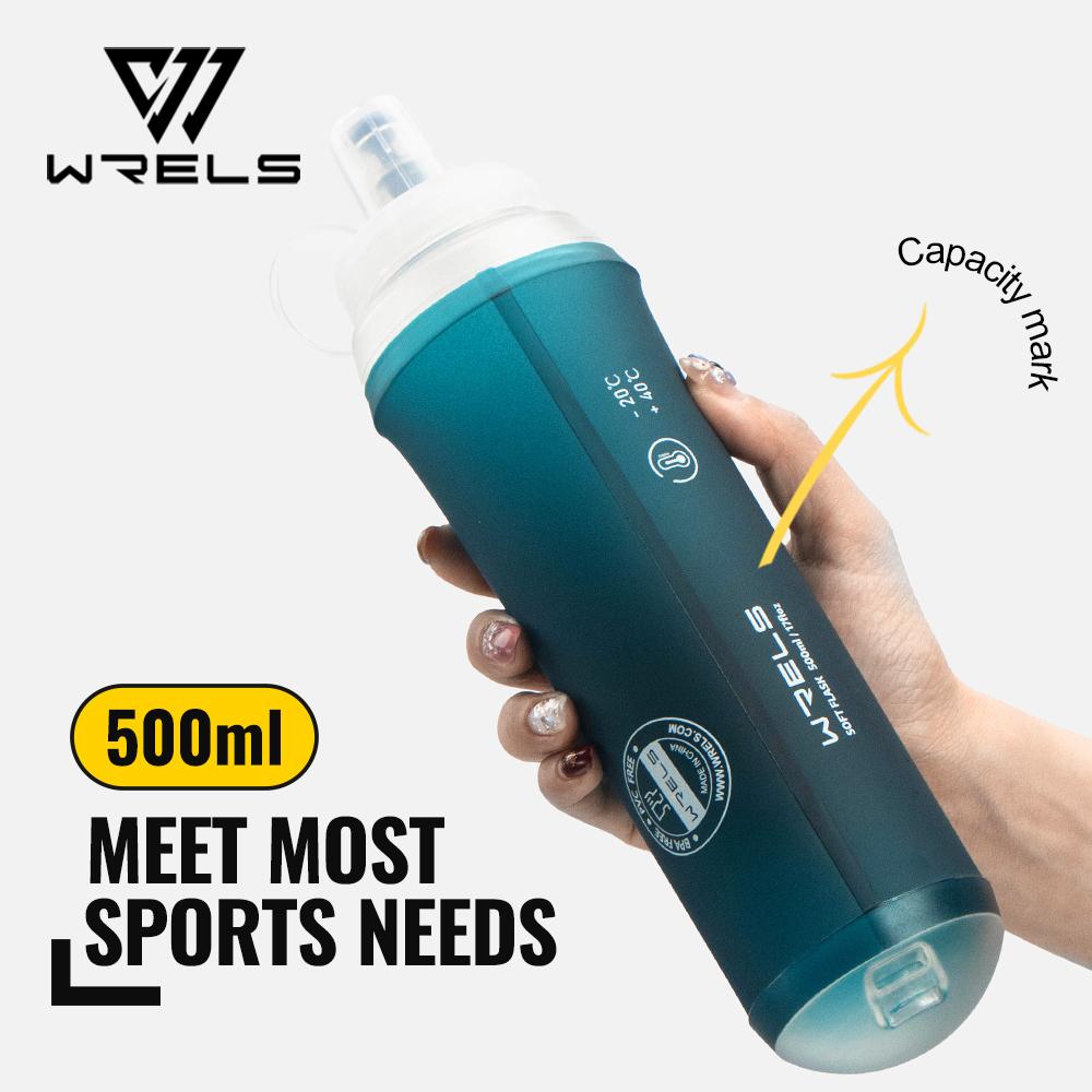 WRELS 500ML TPU Soft Folding Water Bottles BPA-Free Collapsible Sports Flasks for Hiking Climbing Camping Running Bottle