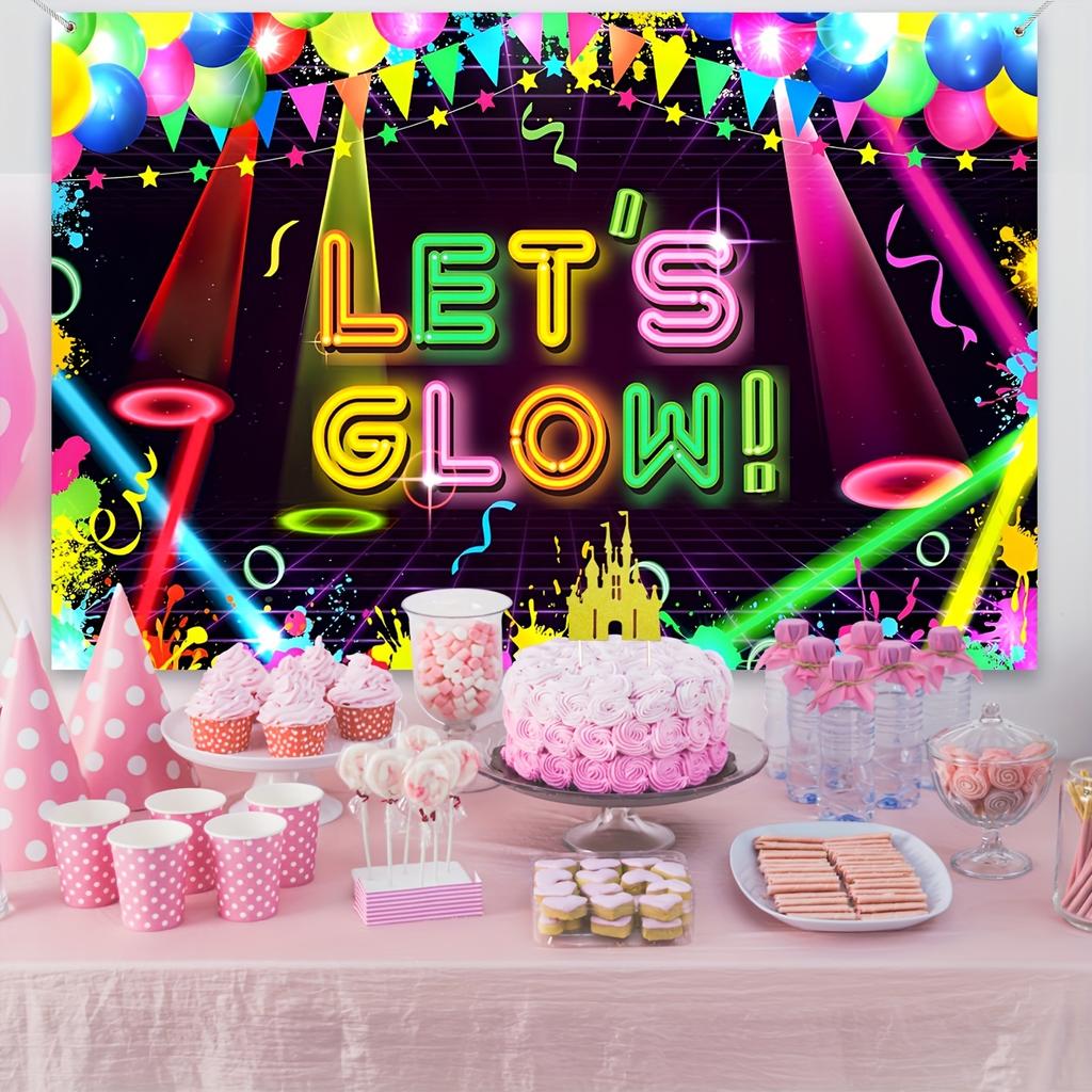 Тканевый фон для неоновой вечеринки Let Glow Фон для свечения Фон на тему свечения вечеринки Украшения для Хэллоуина Неоновая вечеринка в честь дня рождения