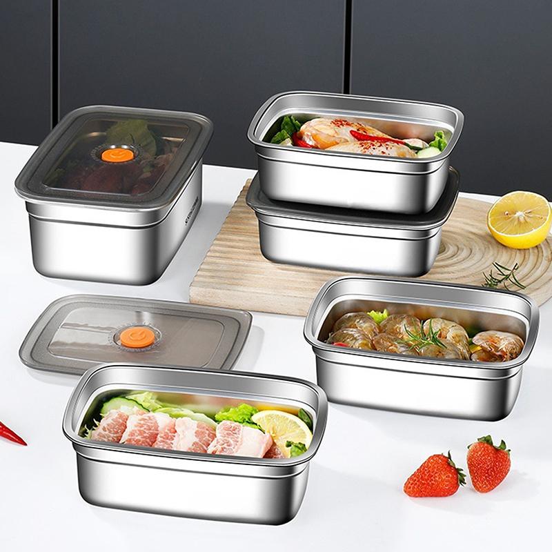 Ланч-бокс из нержавеющей стали 304 с крышкой, герметичный, не протекающий, коробка для бенто, контейнер для хранения в холодильнике/морозильнике, ланч-бокс для кемпинга на открытом воздухе