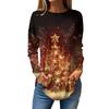 Женская свободная футболка с круглым вырезом и рождественским принтом, длинный рукав, пуловер, толстовка с длинными рукавами