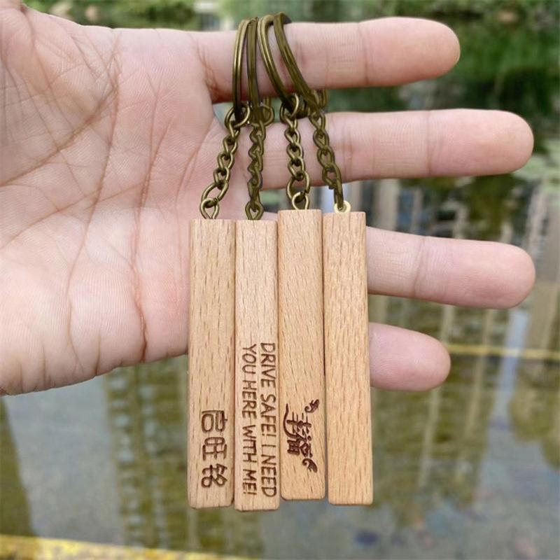 Заготовки для гравировки по дереву Прямоугольные деревянные заготовки Брелок для ключей Деревянные заготовки Брелки Подарки для DIY Гравировка Ремесла для брелоков