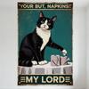 Винтажная ретро черно-белая жестяная вывеска с котом для туалетной бумаги 'ВАША ЖОПА, САЛФЕТКИ!'!' Металлический плакат для бара паба домашнего декора стены 8x12 дюймов'
