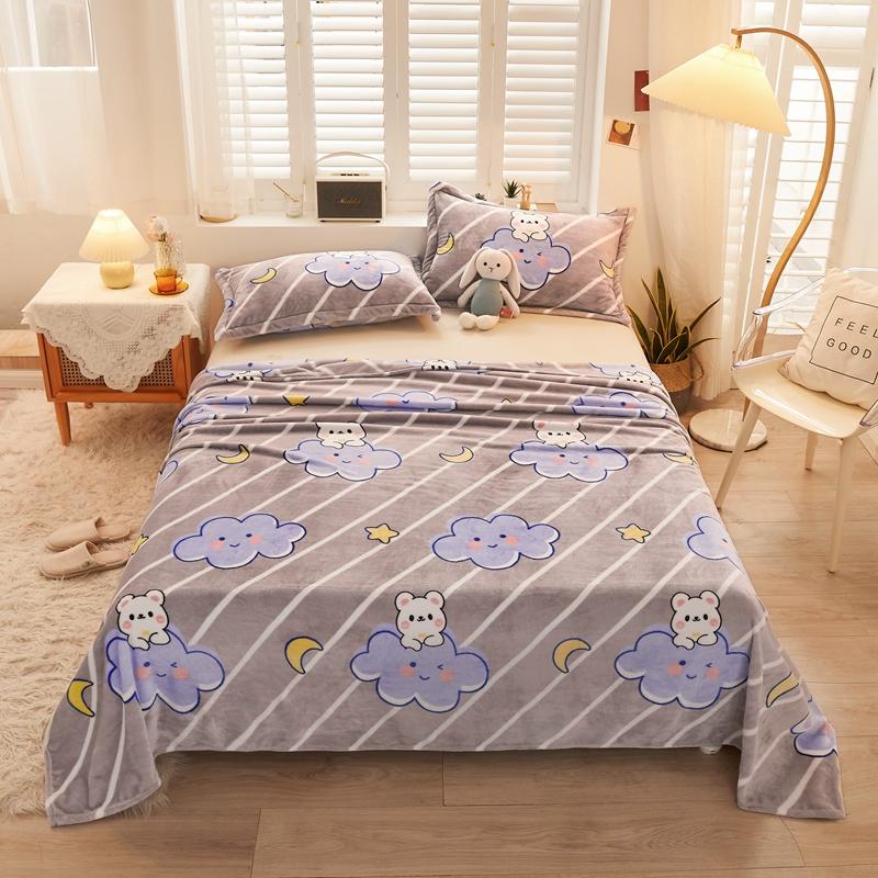 1pc Flannel Fleece Blanket for Beds Flower Printed Coral Fleece Blanket for Winter Warm Thow Blanket Single/Queen/King Plaids