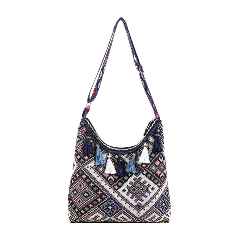 Embroidery Style Tassels Large Shoulder Bags Capacity Single Girl Shoulder Bag
