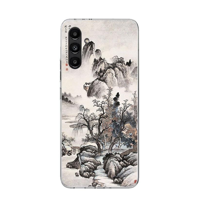 Чехол для телефона в китайском стиле, арт, тушь, для Samsung Galaxy A17 A16 A14 A15 A13 A57 A56 A54 A55 A53 A37 A36 A34 A35 A33 A26 A24