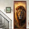 Lion Animals Door Decal Sticker Realistic Peel and Stick Poster Wallpaper for Children, Living Room Decor Aesthetic
