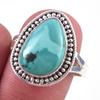 Natural Tibetan Turquoise Gemstone Handmade 925 Sterling Silver Ring Size 9 a3D68