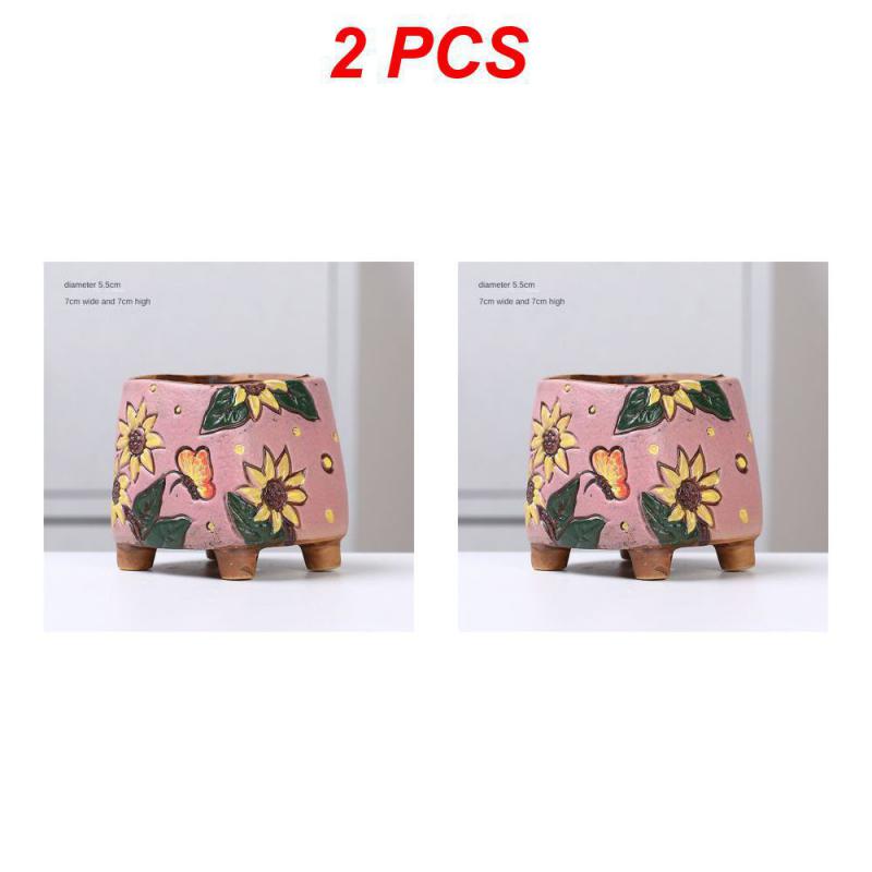 Керамический цветочный горшок Креативная ручная роспись Резьба Керамические украшения для дома Цветочные горшки Суккулентный цветочный горшок