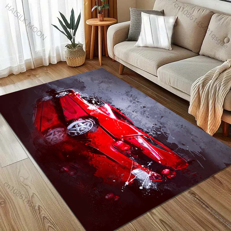 Красный Автомобиль Струйная Креативная Печать Ковер для Гостиной Спальни Прикроватный Диван Стол Напольный Коврик Ковер Декор Большой Размер для Подарков