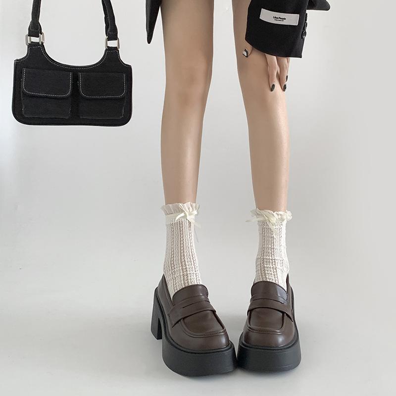 Retro Platform Small Leather Shoes Women's British Style Single Shoes Outer Wear 2025 New Autumn and Summer Versatile Thick Heel Loafers Shoes